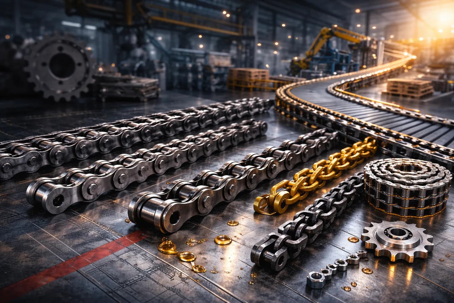 Приводные цепи для промышленного оборудования и транспортирующих систем
